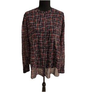 Chicos Size 2 Womens Large L Top Long Sleeve Sheer Lightweight Polyester